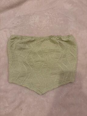 SHEIN Light Green Textured Strapless Crop Top